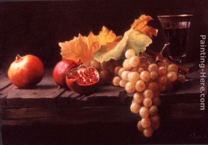 Still Life with Grapes and Pomegranates painting - Maureen Hyde Still Life with Grapes and Pomegranates art painting Still Life with Grapes and Pomegranates painting - Maureen Hyde Still Life with Grapes and Pomegranates art painting